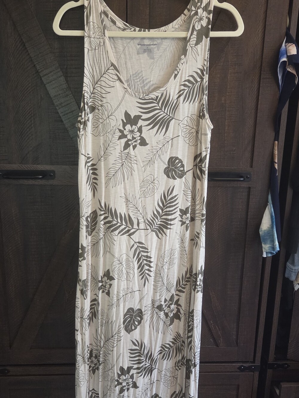 Amazon Essentials Beige and Brown Tropical Tank Dress